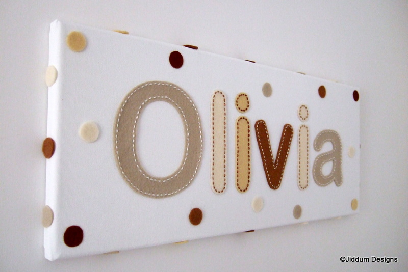 Baby Boy or Girl's Caramel Personalised Name Canvas