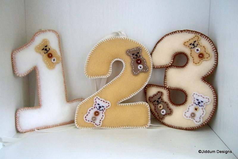 Teddy Bear Felt Number Decorations